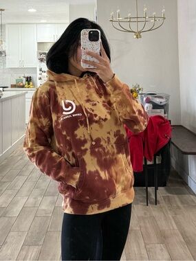 Tie-Dye Pullover Hoodie with White Logo